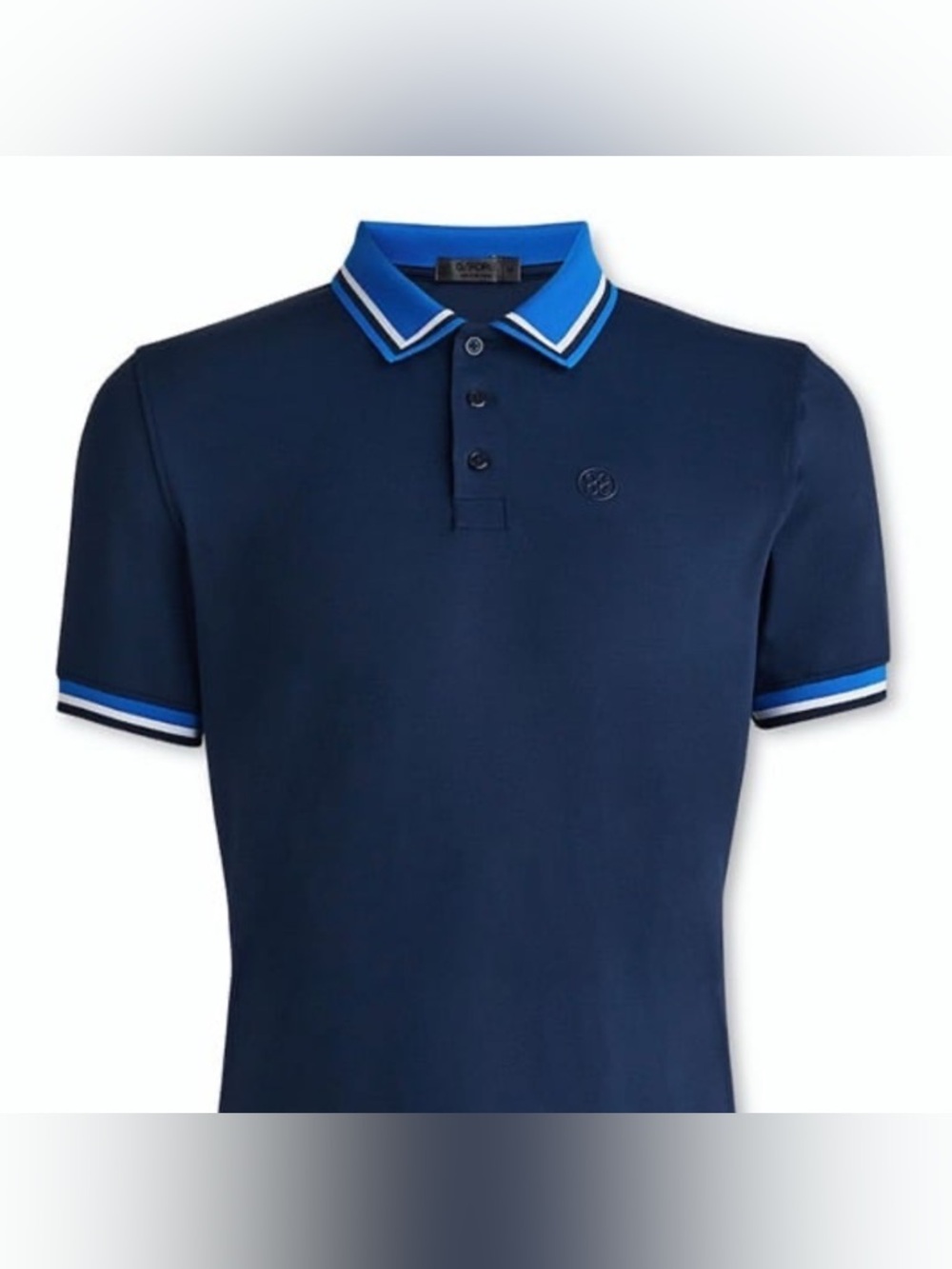 G/FORE G4 Twilight Tux Banded Collar Sleeve Jersey Tech Polo Blue Monochrome XL